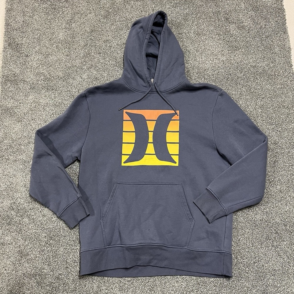 Hurley Hoodie Men XL Blue Pullover Graphic Surf Skate Sweatshirt